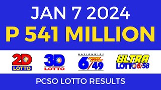 Lotto Result January 7 2024 9pm PCSO [upl. by Semmes]