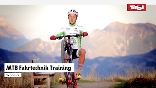 MTB Fahrtechnik Training 10 Mountainbike Wheelies Tutorial [upl. by Anitreb]