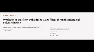 Synthesis of Uniform Polyaniline Nanofibers through Interfacial Polymerization  RTCLTV [upl. by Larrabee]