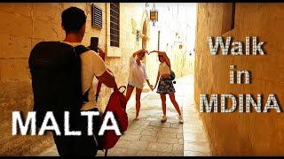 4K Mdina Long Walk  Malta Walks [upl. by Newcomb]