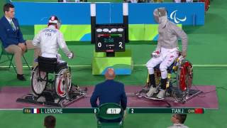 Wheelchair Fencing  Mens Individual Sabre  Cat A  LEMOINE v TIAN  Rio 2016 Paralympic Games HD [upl. by Baoj859]