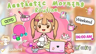 Miga World AESTHETIC MORNING ROUTINE🧸💚🍳 LIVING ALONE ROUTINE  Miga town tocaboca [upl. by Draper]