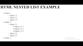 Nested List in HTML [upl. by Keiko]