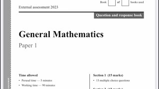 General Maths QCAA external exam 2023 paper 1  Q1625 [upl. by Ikaz]