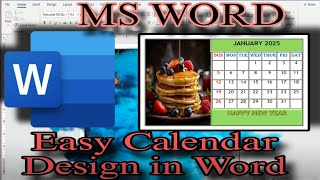 Create January 2025 Calendar in MS Word Simple Design Tips [upl. by Ahmed]