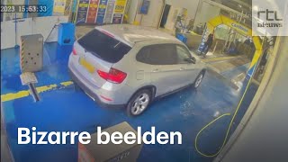 Automobilist racet door wasstraat in Oss [upl. by Bryana]