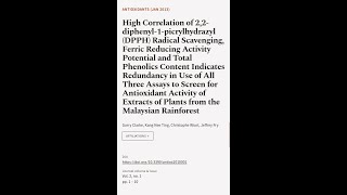 High Correlation of 22diphenyl1picrylhydrazyl DPPH Radical Scavenging Ferric R  RTCLTV [upl. by Atival]