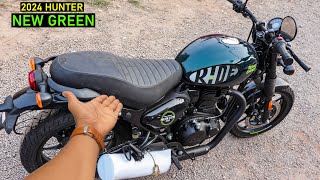 New 2024 Model Royal Enfield Hunter 350 New Green Color Details Review New Changes amp On Road Price [upl. by Magdalene]