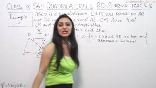 Example 13 Page No1416  Quadrilaterals RD Sharma Maths Class 9th [upl. by Lledor90]