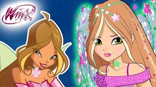 Winx Club  All the Floras transformations up to COSMIX from SEASON 1 to 8 [upl. by Delahk]