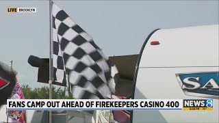 Fans camp out ahead of Firekeepers Casino 400 [upl. by Lerual]