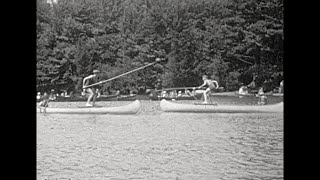 1928  Eagles Mere Pennsylvania w Lake Canoe Racing quotTiltingquot and more [upl. by Aivartal]