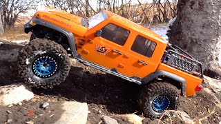 ORANGE Axial SCX10 III PORTAL JEEP GLADIATOR w BLUE KMC WHEELS  RC ADVENTURES [upl. by Lamraj]