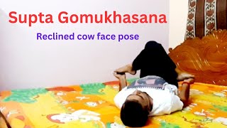 Reclined Cow face pose।। Supta Gomukhasana।। Nilabhra Yoga [upl. by Ayhtnic]