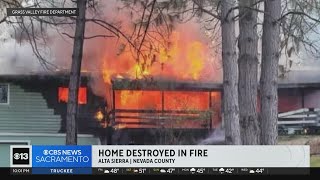 Home destroyed by fire in Nevada Countys Alta Sierra [upl. by Nuawad]