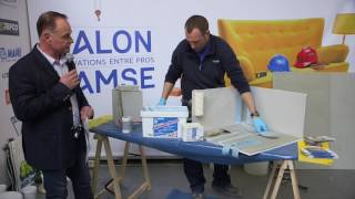 Mapelastic AquaDefense MAPEI  Système détanchéité  Démonstration Salon SAMSE 2017 [upl. by Ycnan]