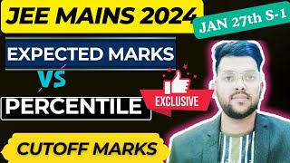 Jee Mains 2024 jan 27th shift 1 marks vs percentile  Jee advanced cutoff marks jee2024 cutoff [upl. by Attiuqihc369]