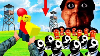 Too Much Nextbots Vs Houses Obunga family Freddy Fazbear Doors Floor 2 Rosalia in Garrys mod [upl. by Eolanda]