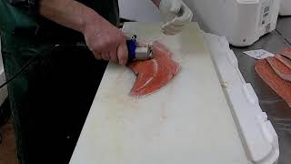 Exos221 removing Pin bones in Salmon [upl. by Aleac]