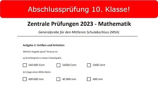 ZP 10 Mathe  Zentrale Abschlussprüfung MSA 2023  Abschluss Realschule  Größen und Einheiten [upl. by Enwahs15]