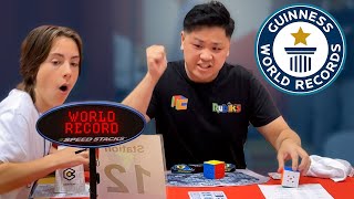 Fastest 3x3x3 Cube Solve EVER  Guinness World Records [upl. by Aneras]