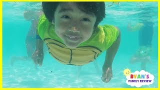 Kids Playtime at the Pool and Water Slide Family Fun Vacation at Resort Hotel [upl. by Annelg]