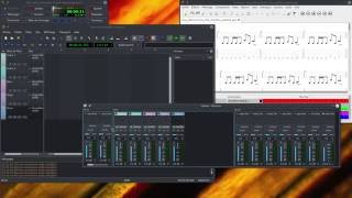 Multitrack recording with TuxGuitar Guitarix QSynth Hydrogen and QTractor [upl. by Jannery]