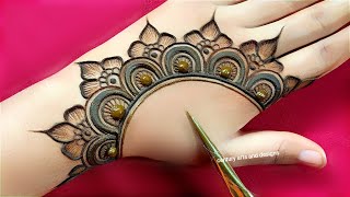 New stylish back hand mehndi design  easy arabic mehndi design  simple mehndi  mehndi design [upl. by Eromle]