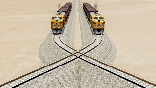 Big Mistake Overlapping Rail Tracks Vs Trains Crossing  BeamNGDrive [upl. by Aicenek]