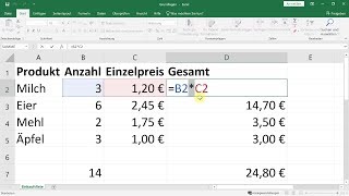 Excel EinstiegGrundlagen Rechnen einfache Formeln Summe – ExcelTutorial [upl. by Pallas]