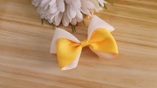 MAKING ADORABLE BOW OUT OF RIBBON TUTORIAL 🎀 RIBBON CRAFT [upl. by Ydnys]