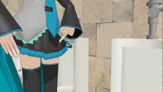 MMD  Miku vs Len in the bathroom [upl. by Retsev540]