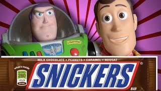 Toy Story 4 Snickers Candy Bar Parody  Woody amp Buzz Lightyear IRL Kids Wild Ride [upl. by Tremann]