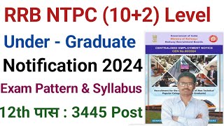 RRB NTPC 102 Level Undergraduate Notification 2024 [upl. by Duhl]