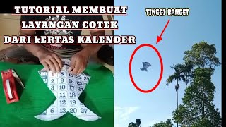 Membuat layangan cotek dari kertas kalendermasdira kite layangan [upl. by Qulllon]