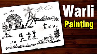 warli painting for beginner  warli drawing  warli art tutorial  warli painting [upl. by Scornik]