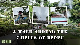 4k walk around the 7 Hells of Beppu  the hot springs capital of Japan [upl. by Lamaj]