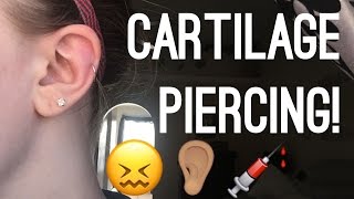 GETTING MY CARTILAGE PIERCED FOOTAGE  VLOG [upl. by Ednutey51]