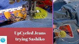 DIY Recycled Jeans Hippie Jeans Trying Sashiko [upl. by Liborio]