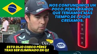 Declaraciones de Checo Pérez Tras ser eliminado en la Q2 por un mal Cálculo de Red Bull F1 radio [upl. by Stegman]