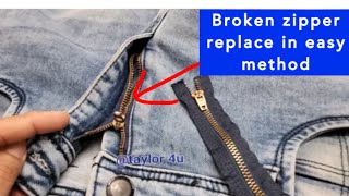 Replace a Broken Zipper on Jeans  easy way change zipper in any pant [upl. by Karlotta]