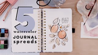 5 Cute Journal Spreads  Use Watercolor in Your Bullet Journal w Archer amp Olive [upl. by Akihsat]