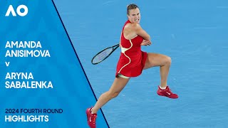 Amanda Anisimova v Aryna Sabalenka Highlights  Australian Open 2024 Fourth Round [upl. by Oihsoy723]