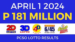 Lotto Result April 1 2024 9pm PCSO [upl. by Yerd462]