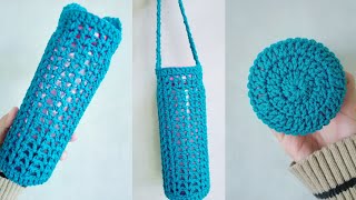 crochet bottle holder tutorial easy step by step [upl. by Eidissac]