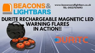 Durite Rechargeable Magnetic LED Warning Flares 044660 Demonstration  Beaconsandlightbars [upl. by Meeharbi]