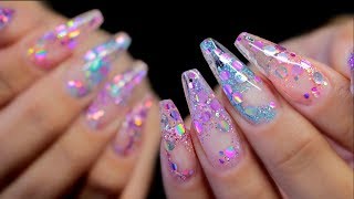 💎HARD GEL  GLASS GLITTER TIP NAILS amp CHUNKY MIX ENCAPSULATION  SARAH R💎 [upl. by Neysa]