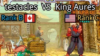 Street Fighter III 3rd Strike testacles CA Rank B vs King Aures US Rank C [upl. by Pattin]