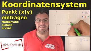 Koordinatensystem  Punkt xy eintragen  Mathematik  ganz einfach erklärt  Lehrerschmidt [upl. by Nyleda]