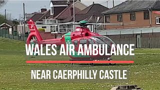 Wales air ambulance helicopter near Caerphilly Castle [upl. by Kathlene854]